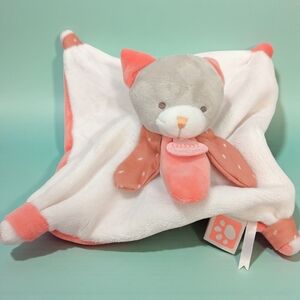 Doudou Blue Dinosaur Lovey Dino Plush Colorful Knots Security Blanket Flatso